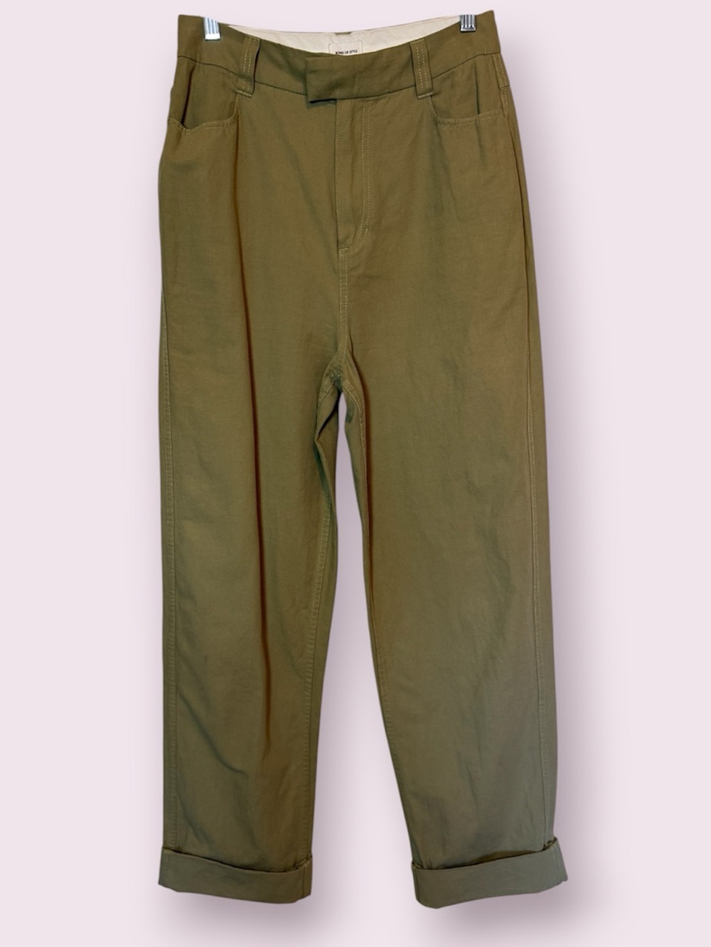 Song of Style Dallon Pant Neutral Tan Khaki High Waisted Cuffed Trousers Size S